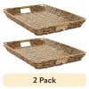 (2 pack) Better Homes & Gardens Beige and Black Resin Rattan Rectangular Serving Tray