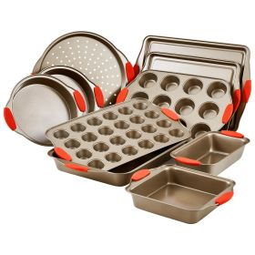 Baking Pan Set 10-Piece Nonstick Carbon Steel Bakeware Set with Silicone Handle (default: default)