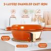 Enamel cast iron soup pot with handle, suitable for ceramic, gas, induction cooker or barbecue grill