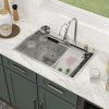 33in. *22in.*10in. Drop In 304 Stainless Steel Workstation Kitchen Sink With Dual Built-in Ledge